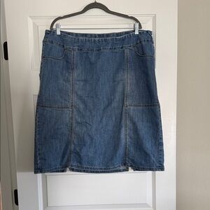 CJ Banks Blue Denim Pencil Skirt